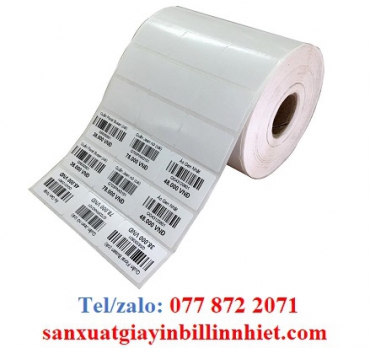 DECAL GIẤY, TEM IN MÃ VẠCH LOẠI 3 TEM TRÊN 1 HÀNG CUỘN 6.000 CON